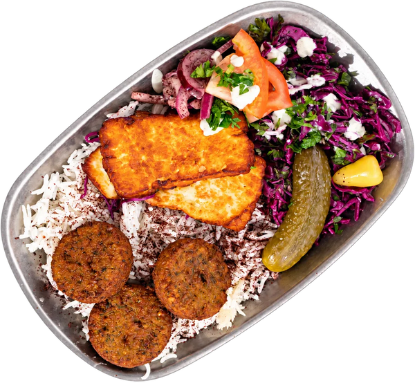 Falafel and halloumi platter for catering